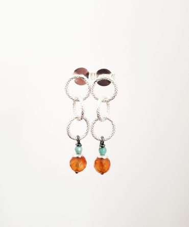 Boucles d'oreilles argent 925 cornaline chrysoprase bijou artisanal