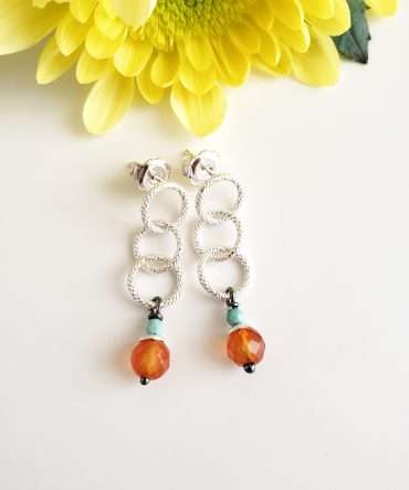 Boucles d'oreilles argent 925 cornaline chrysoprase bijou artisanal