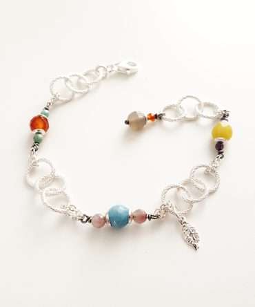 Bracelet argent 925 pierres naturelles multicolores bijou artisanal